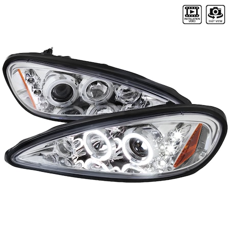 Spec-D Tuning 99-05 Pontiac Grand Am Halo LED Projector Chrome 2LHP-GAM99-TM